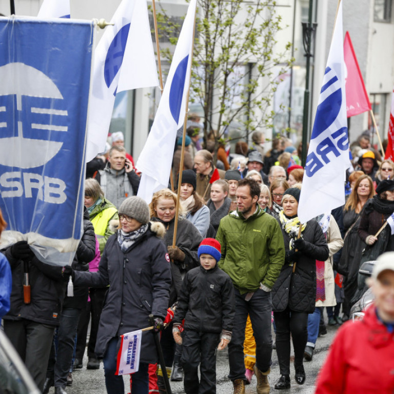 Gengið var niður Laugaveginn og þaðan á Ingólfstorg