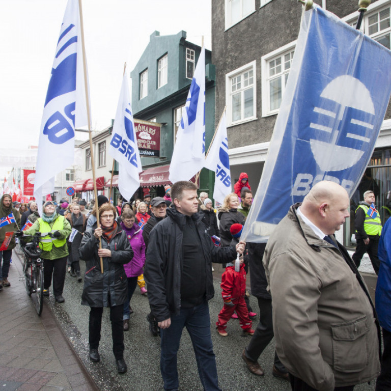 Gengið var niður Laugaveginn og þaðan á Ingólfstorg