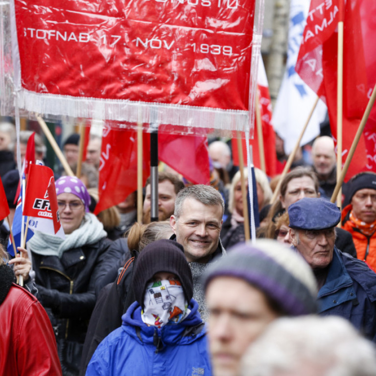 Gengið var niður Laugaveginn og þaðan á Ingólfstorg