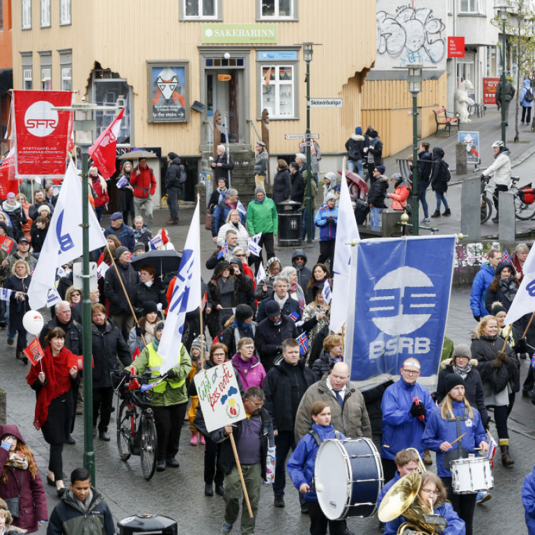 Gengið var niður Laugaveginn og þaðan á Ingólfstorg