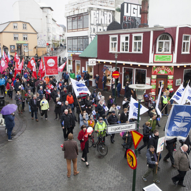 Gengið var niður Laugaveginn og þaðan á Ingólfstorg