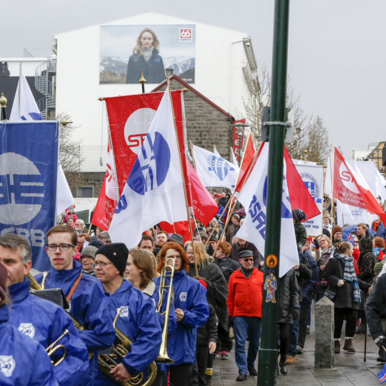 Gengið var niður Laugaveginn og þaðan á Ingólfstorg