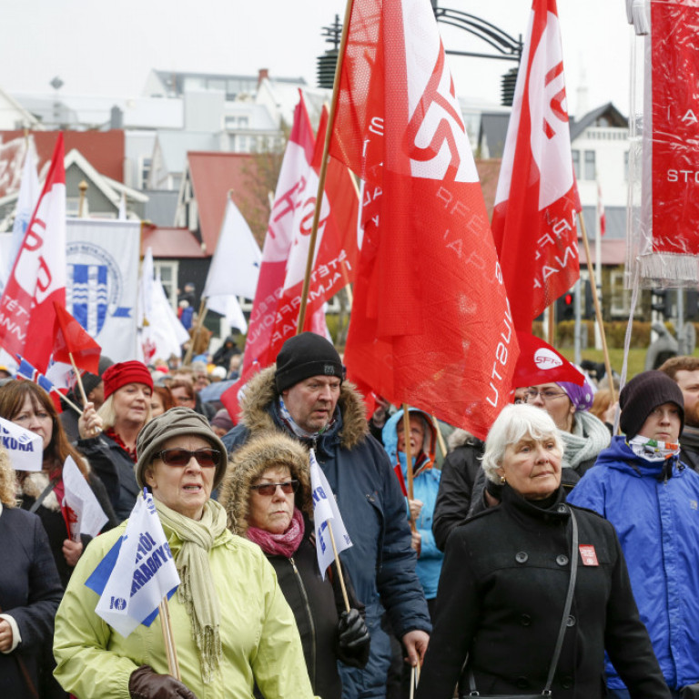 Gengið var niður Laugaveginn og þaðan á Ingólfstorg