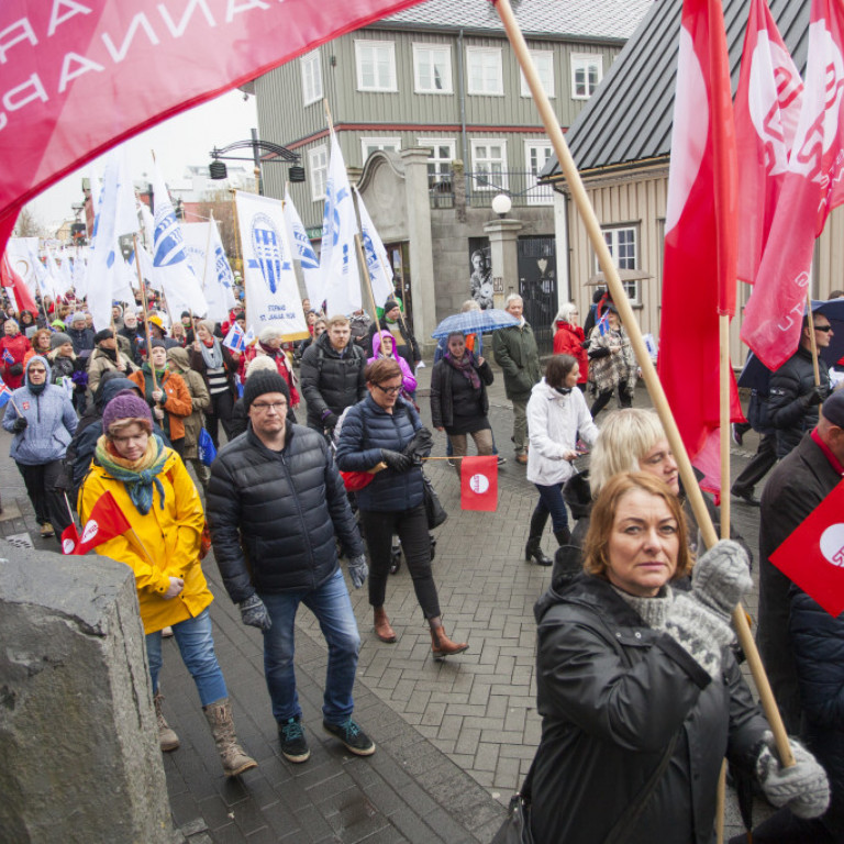 Gengið var niður Laugaveginn og þaðan á Ingólfstorg