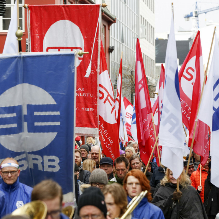 Gengið var niður Laugaveginn og þaðan á Ingólfstorg