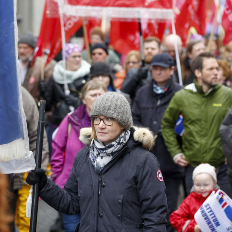 Gengið var niður Laugaveginn og þaðan á Ingólfstorg