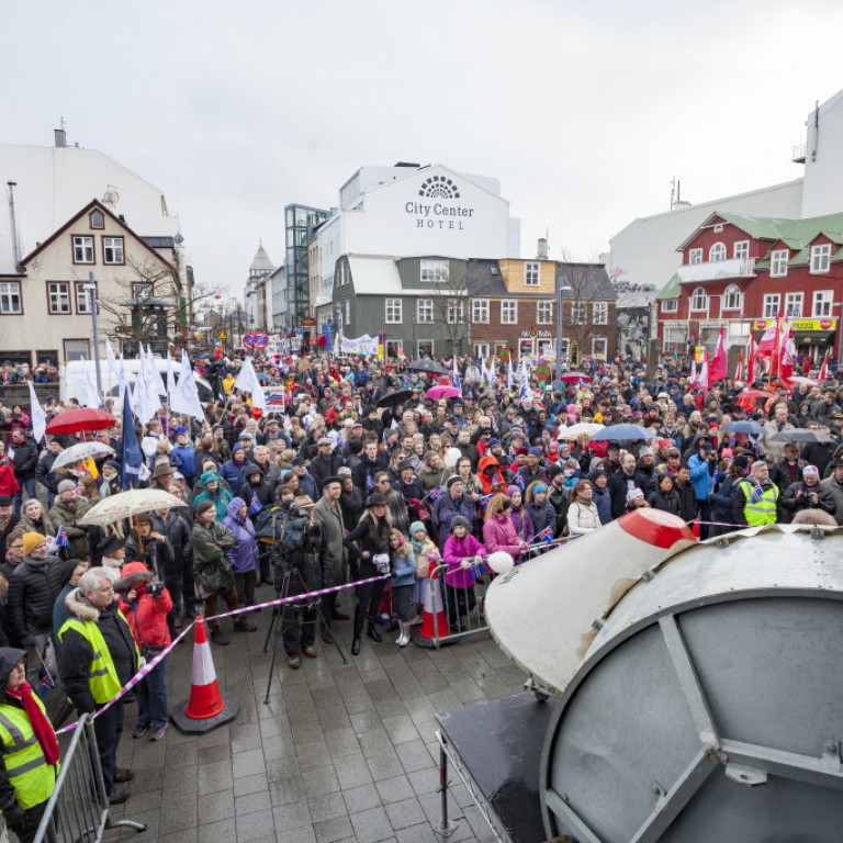 Á Ingólfstorgi var haldinn baráttufundur