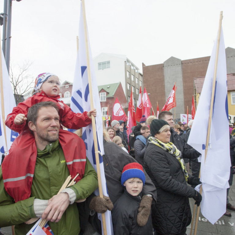 Á Ingólfstorgi var haldinn baráttufundur