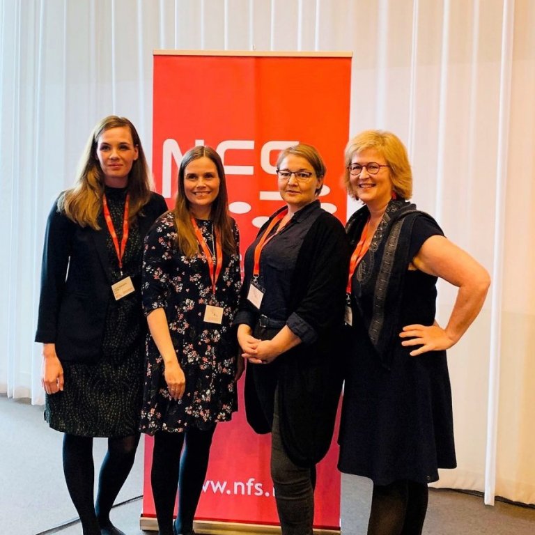 Forystukonur íslenskra heildrarsamtaka launafólks ásamt forsætisráðherra. Frá vinstri: Sonja Ýr Þorbergsdóttir formaður BSRB, Katrín Jakobsdóttir forsætisráðherra, Drífa Snædal forseti ASÍ, Þórunn Sveinbjarnardóttir formaður BHM.