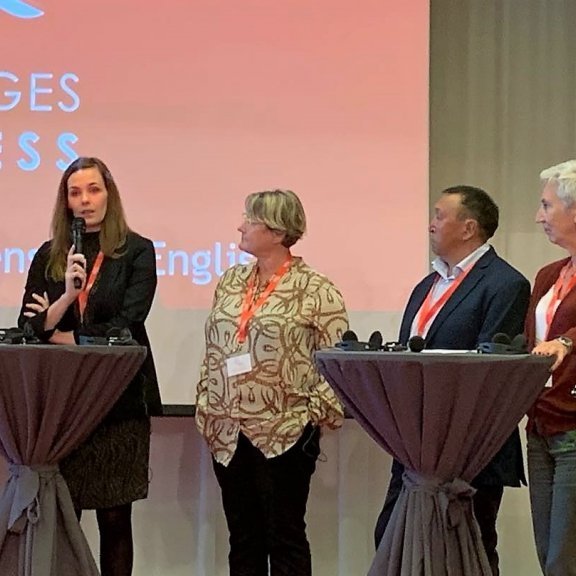 Sonja Ýr Þorbergsdóttir, formaður BSRB, tók þátt í panelumræðum á þingi NFS.