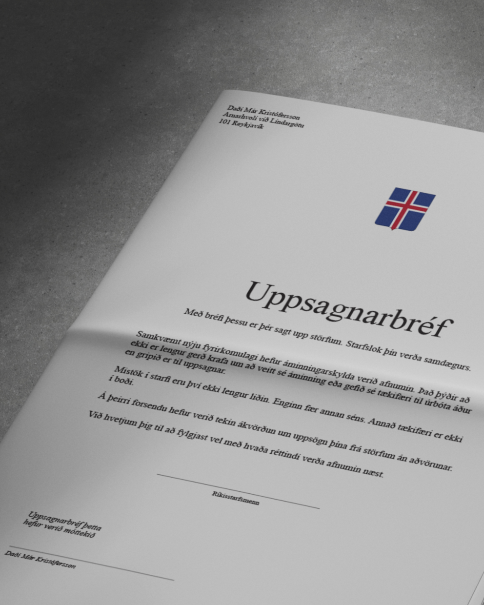 Ríkisstarfsmenn segja Daða Má Kristóferssyni upp störfum - án aðvörunnar