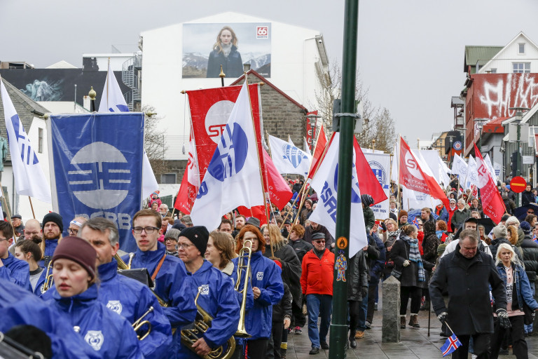 Góð þátttaka var í kröfugöngu og baráttufundi í Reykjavík í fyrra.