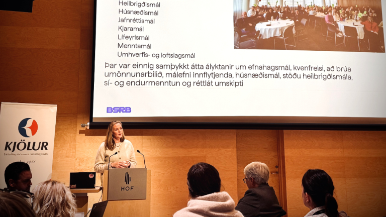 Sonja Ýr Þorbergsdóttir á landsfundi bæjarstarfsmannafélaga