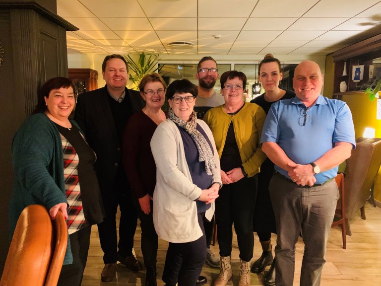 Fyrsta heimsóknin var til Starfsmannafélags Fjarðabyggðar. Á myndinni eru, frá vinstri: Þórdís Sigur…