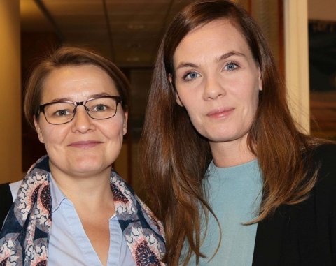 Sonja Ýr Þorbergsdóttir formaður BSRB og Drífa Snædal forseti ASÍ (til vinstri).