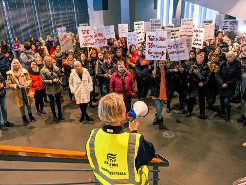 Frá baráttufundi Eflingar í dag. Mynd/Efling