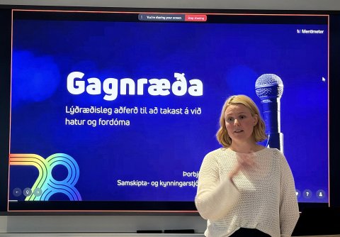 Þorbjörg Þorvaldsdóttir, samskipta- og kynningarstjóri Samtakanna 78 sá um fræðsluna