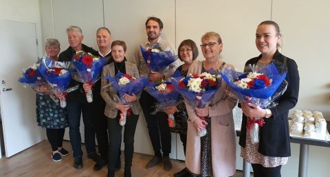 Fráfarandi stjórn F.O.S.Vest þau Ragnheiður Ása, Þórður, Sigurður, Anna Guðrún, Hálfdán fundarstjóri…