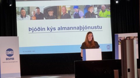 Sonja Ýr Þorbergsdóttir var endurkjörin formaður BSRB á 46. þingi bandalagsins.